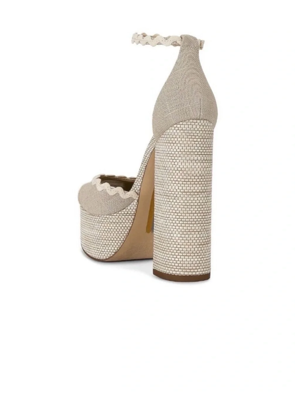 Sam Edelman Beige Cream Platform Peep-Toe Ankle-Strap Heels